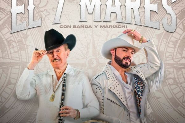 Portada del sencillo “El 7 Mares” de Germán Lizárraga y su Banda Estrellas de Sinaloa junto a Saúl “El Jaguar”